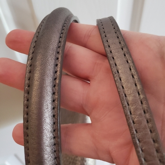 Cole Haan Metallic Gunmetal Pebbled Leather Shoulder Bag/ crossbody - Picture 8 of 16